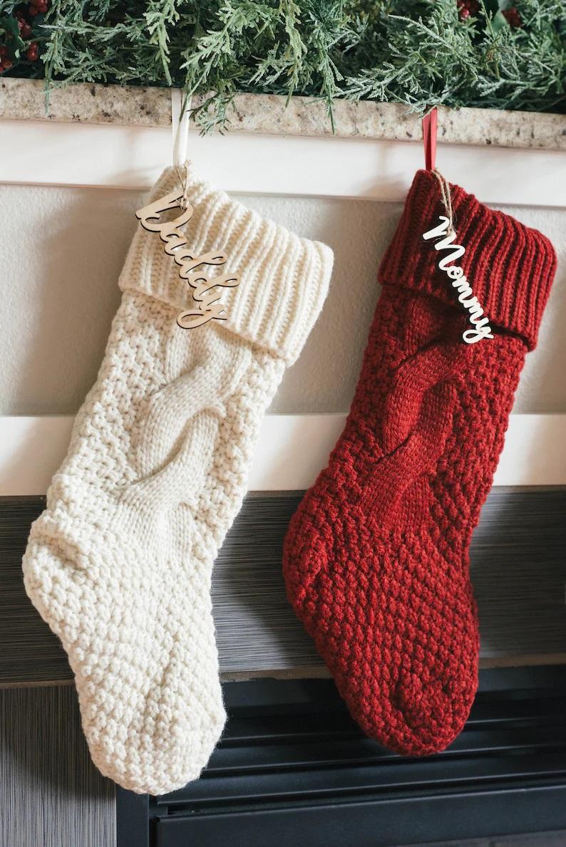 

Christmas Decorations Personalized Stocking Tags, Gift Tag, Present Name Ornament Customized Wooden Labels