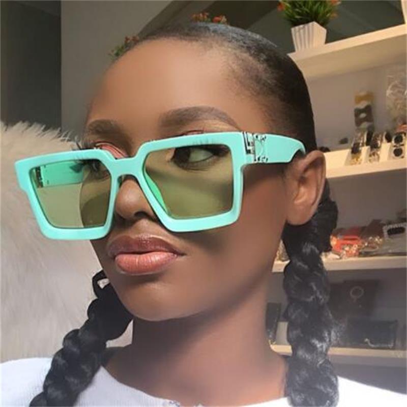 

Green Square Sunglasses Women Luxury Designer Millionaire Sun Glasses Men Vintage Fashion Candy Color Eyeglasses