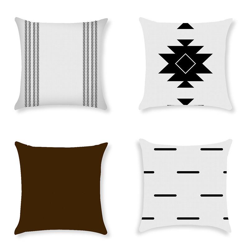 

New Geometric Nordic Simple Black and White Pillowcase High Density White Linen Cushion Cover Sofa Decorative Pillows Cover, Bmd02-10