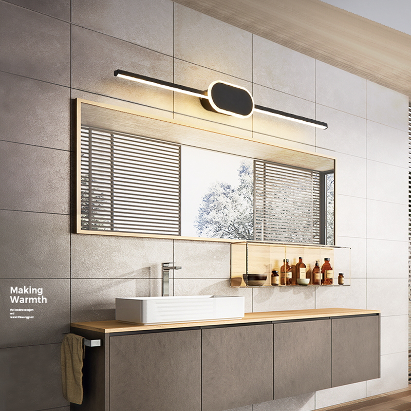 

Modern Led Wall Lamp Above The Mirror Light 12W For Bathroom Washroom Waterproof Wall Mounted Black Acrylic Lighting Fixture