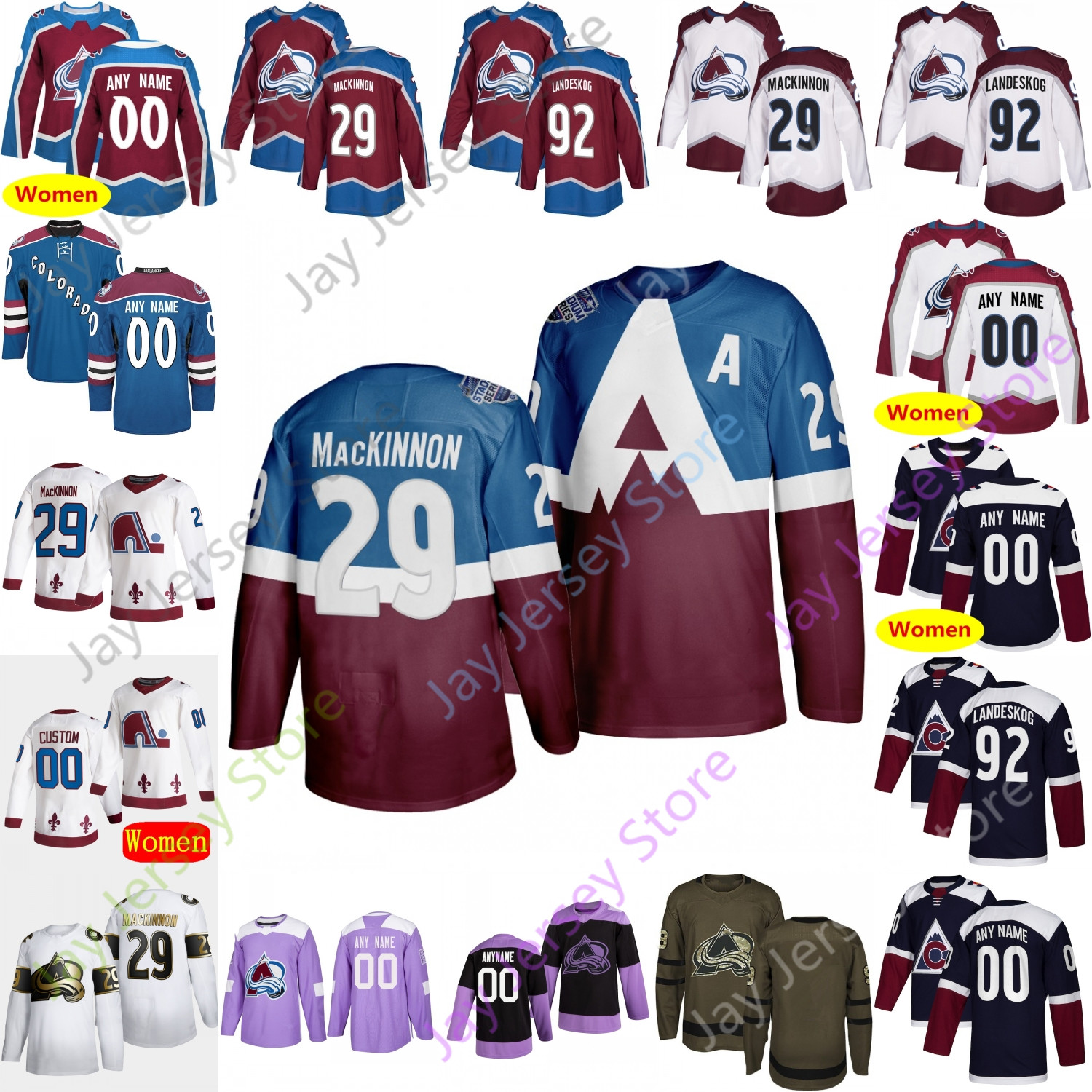 

Custom Colorado Avalanche Ice Hockey Jersey Andre Burakovsky Nazem Kadri Bellemare Bowen Byram Matt Calvert Compher Francouz Gilbert Girard, Black;red
