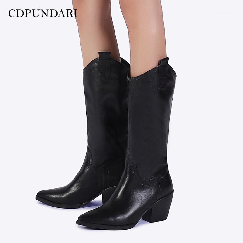 

Black white western boots cowboy boots women High heels Ladies autumn Winter Calf shoes botas cowboy mujer1