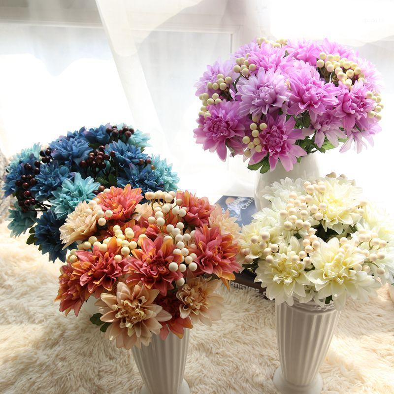 

Artificial Dahlia Berry Bouquet Fruit Flower DIY Silk Flower Home Party Wedding Holiday Decoration Craft Free Shipping1, Blue