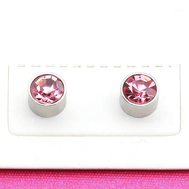 

Stud Couple Earring For Women Stainless Steel Men Punk Light Magnet Cristal Setting Ear Clips Wholesale Fashion Jewelry1