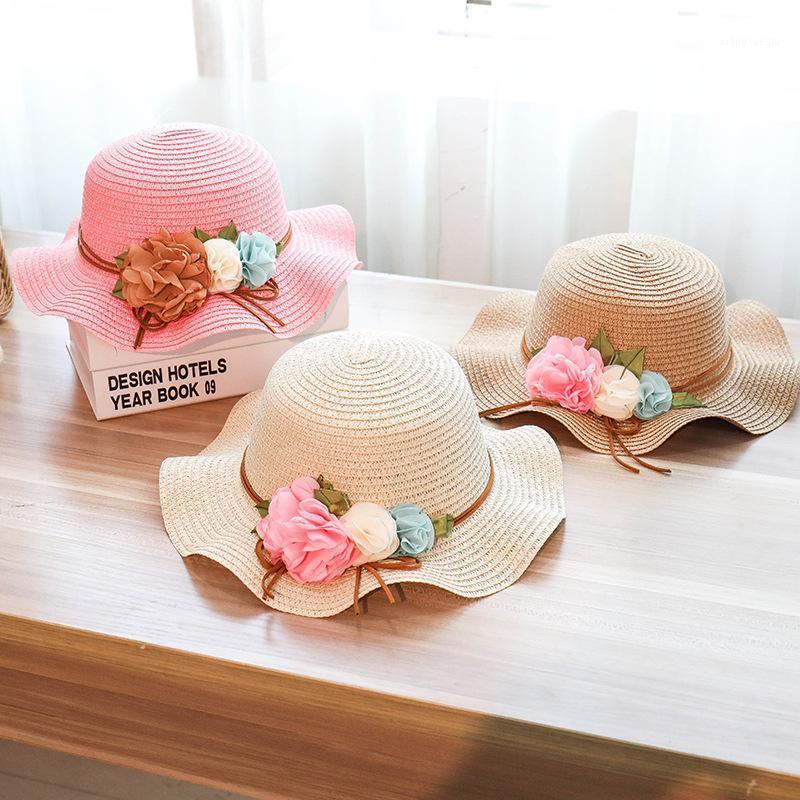 

Summer Baby Flower Breathable Hat Straw Sun Hat Kids Boy Girls Hats1, Pink