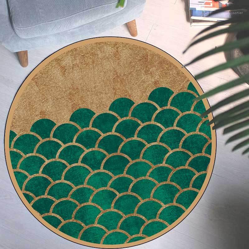 

Green golden living room big round 160cm size carpet plush bedroom round rug customize floor mat bathroom door mat1
