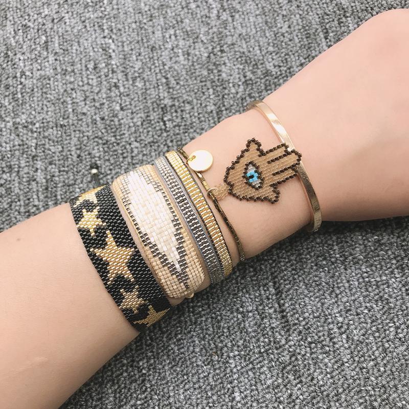 

BLUESTAR Evil Eye Bracelet Star Jewelry Pulseras Mujer Moda Chic Palm Femme Handmade Woven Bead