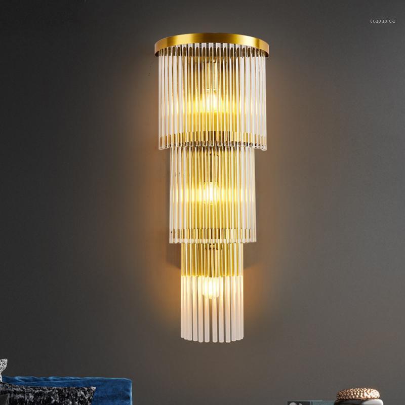 

Modern Crystal Glass Led Wall Lamp Gold Metal Bedroom Led Wall Lights Fixtures Living Room Light Corridor Sconce1