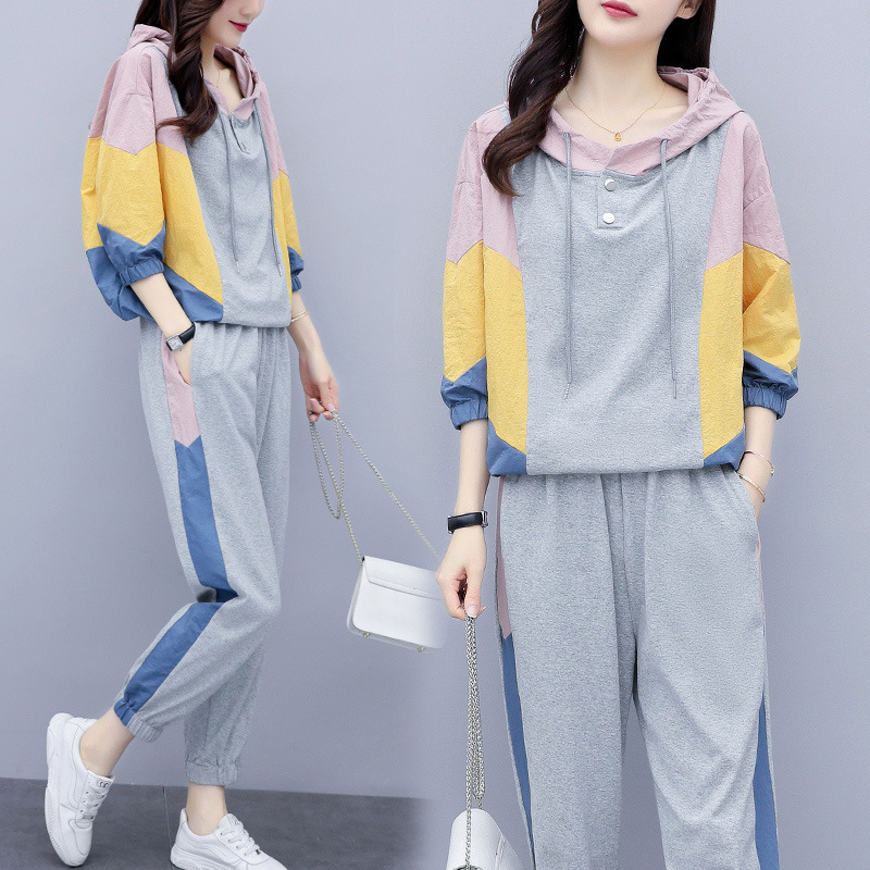Semfri New Spring Summer Sports Suit Female Korean Version Loose Style Tracksuit Women Leisure Sweater Two Piece Set 201119Z