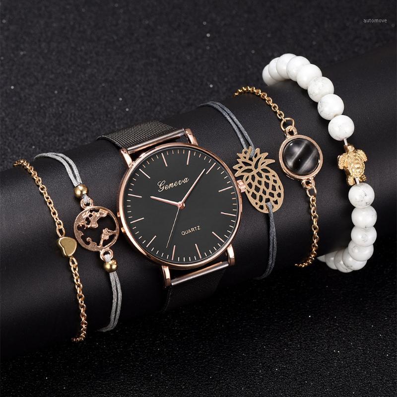 

Dropship Women Watch Japan Quartz Design Waterproof Rose Gold Stainless Steel Mesh 1 Set 5psc Band Lady Watches Feminino A37791