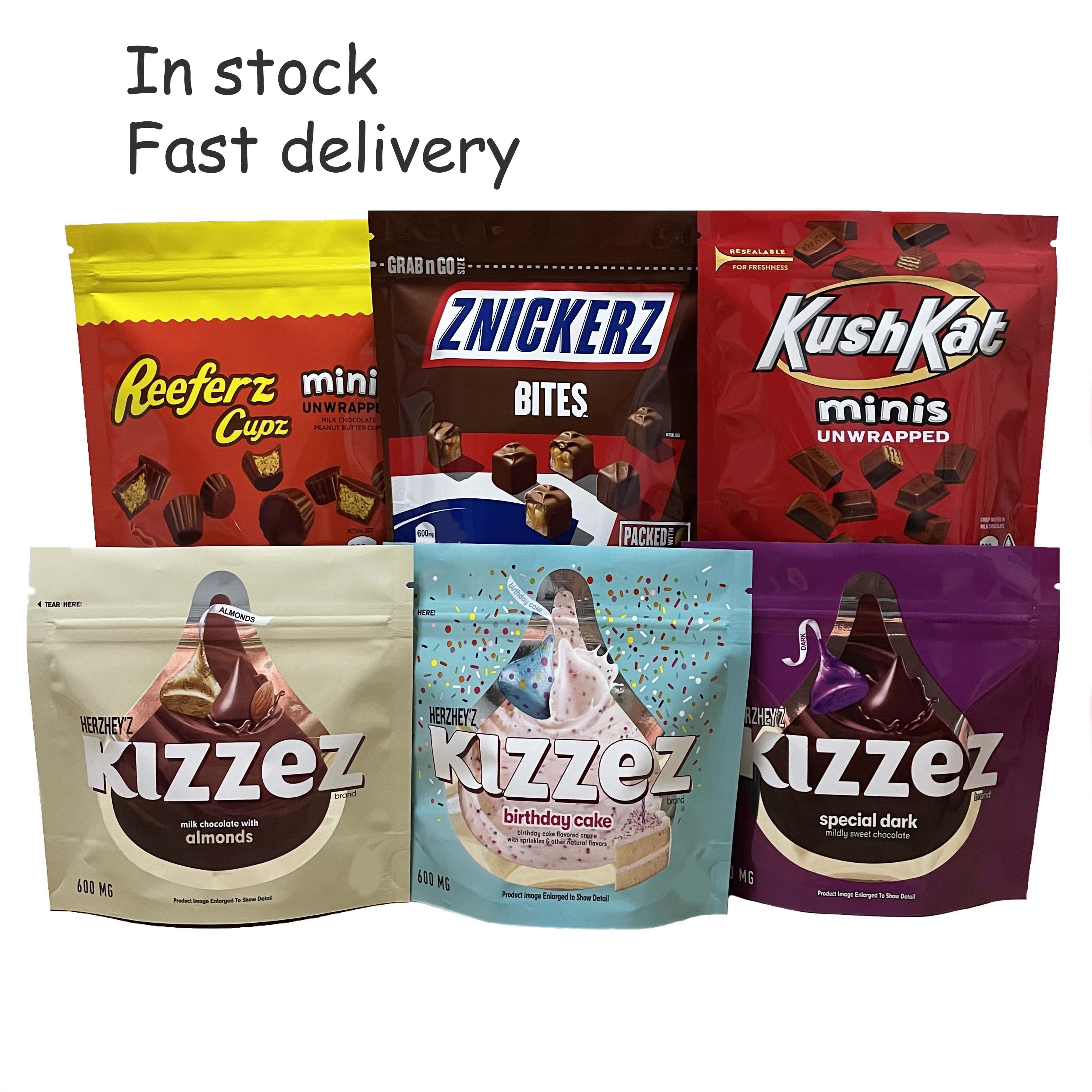 

Edible snack plastic mylar bag 600 mg Chocolate bar bags stand up pouch packaging