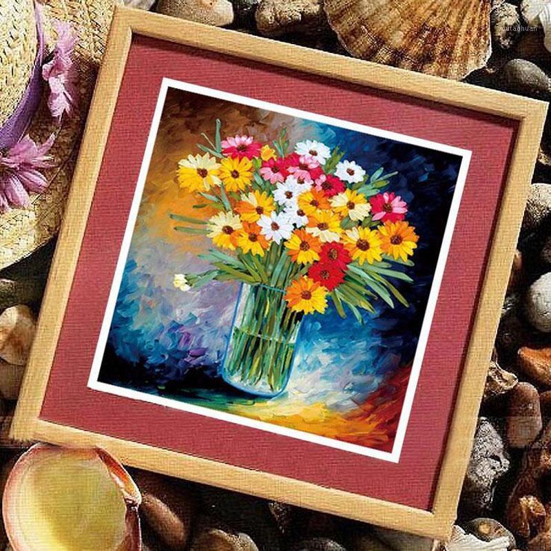 

3D DIY Ribbon Embroidery Cross Stitch Pastoral Color Flowers for Beginner Needlework Kits Arts Crafts Sewing Home Decor1