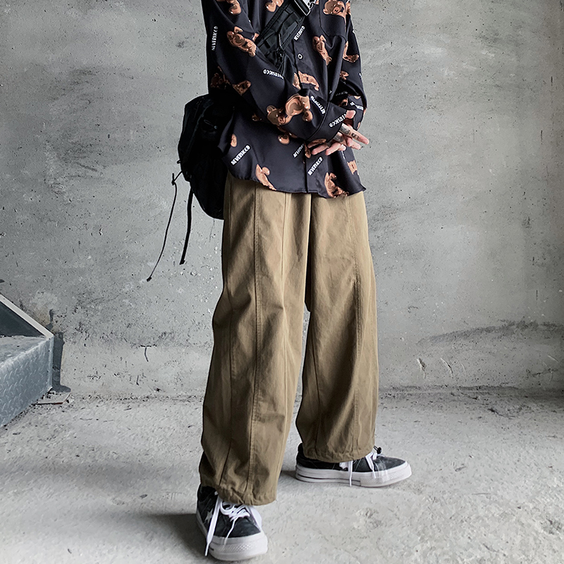

2021 New Legged Leggings Loose Legs Vintage Overalls 5QQO, Army green.