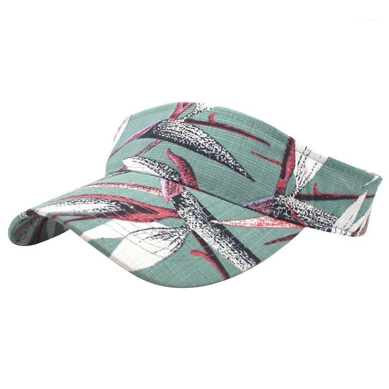 

Floral Printed Running Hat Summer Outdoor Sport Top Air Caps Men Women Plain Striped Adults Cotton Cap Golf Sun Visors1, White