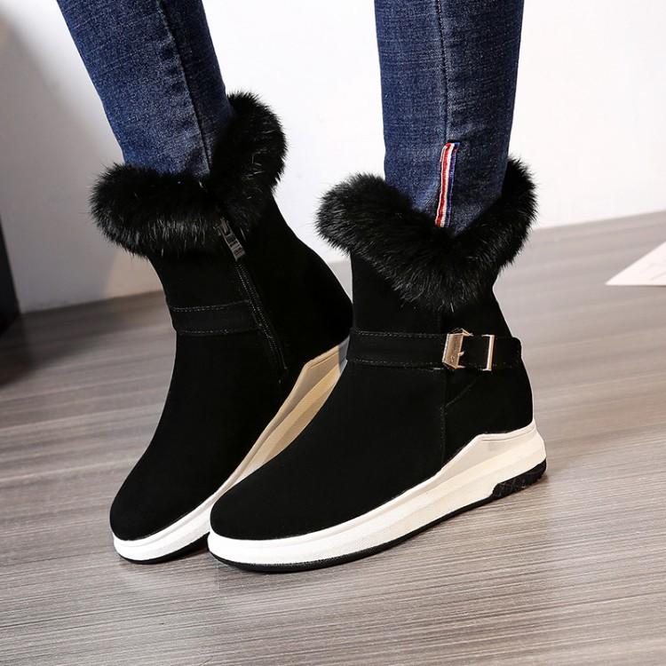 

Women Winter Warm Fur Sneakers Platform Snow Boots Faux Suede Ankle Boots Female Causal Internal Increase Botas Mujer, White