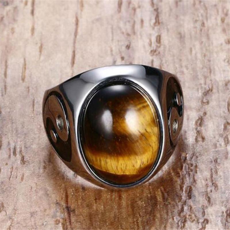 

Retro Chinese Tai Chi Silver Color Ring for Men Multi Color Crystal Male Ring Religious Belief Jewelry Gift