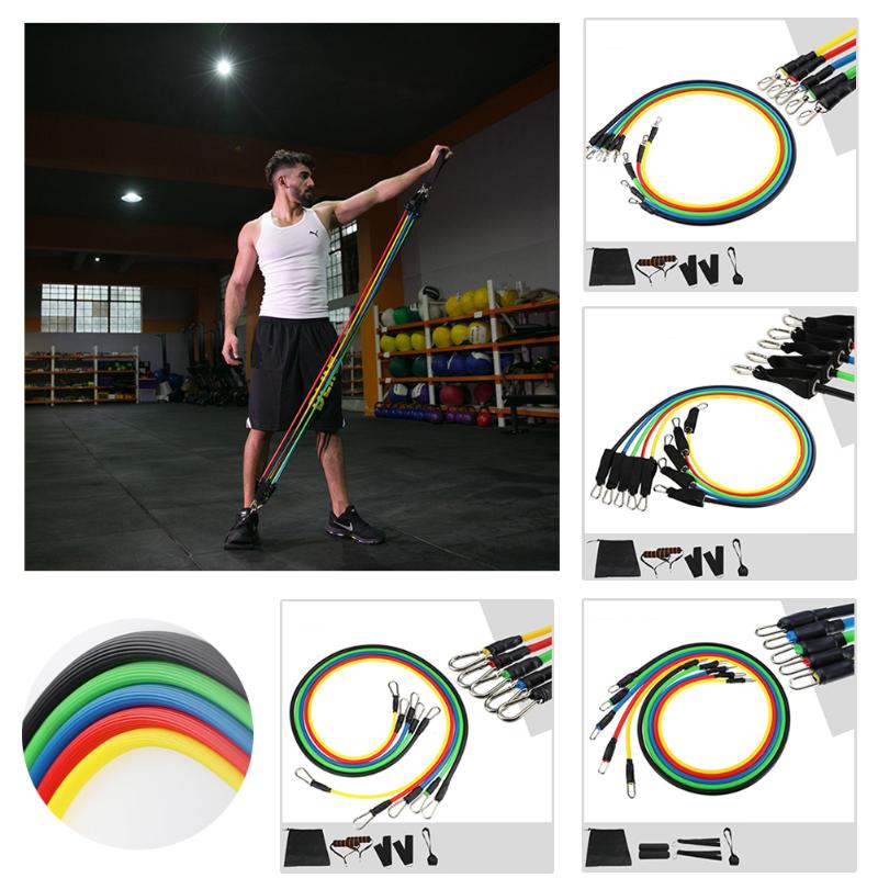

New Fitness Resistance Pull Tubes Yoga Pull Rope 11pcs/set Sport Fitness Gum Workout Exercise Bands Gym Sport Rubber Expander, As pic