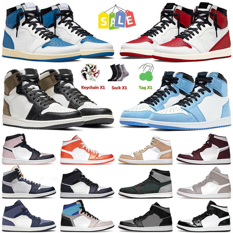 

High Quality 2022 Jumpman 1 1s Men Basketball Shoes Fragment Cactus Jack Dark Mocha University Blue Seafoam Pink Black Mens Women Sneakers Trainers Size 12, C3 hand crafted 40-47
