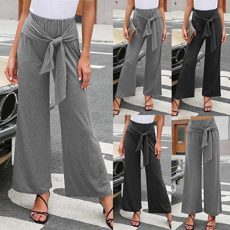

Women Wide Leg Pants 2020 Spring Summer Female Casual Elastic Waist Pants Women' Trousers Plus Size Bottom Pantalon -XL, Black