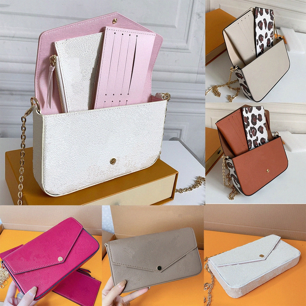 

3piece sets luxurys handbags chain shoulder bag pochette designers crossbody bags felicie fashion women purse mini wallets [with box] 389K#