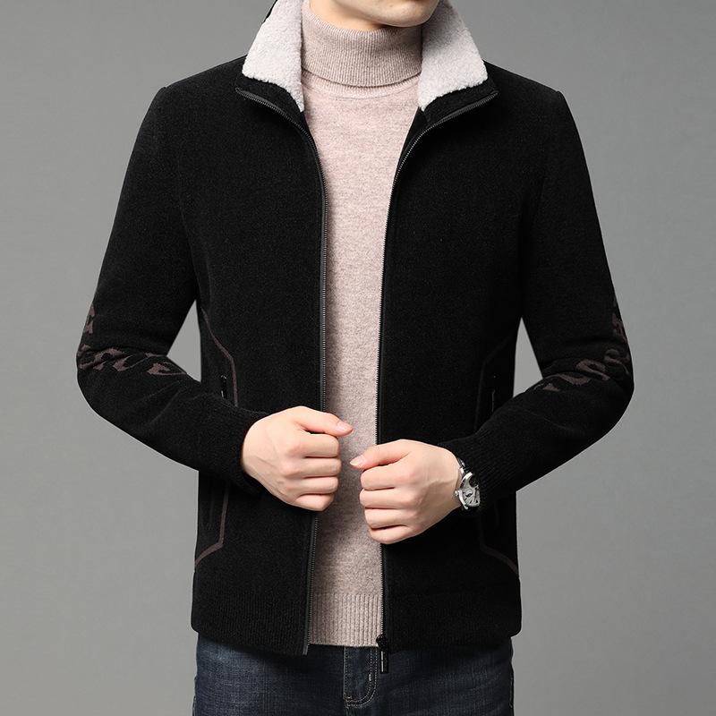 

Autumn and winter woolen jacket men's trend slim short thickened 2020 new casual chenille coat, See chart