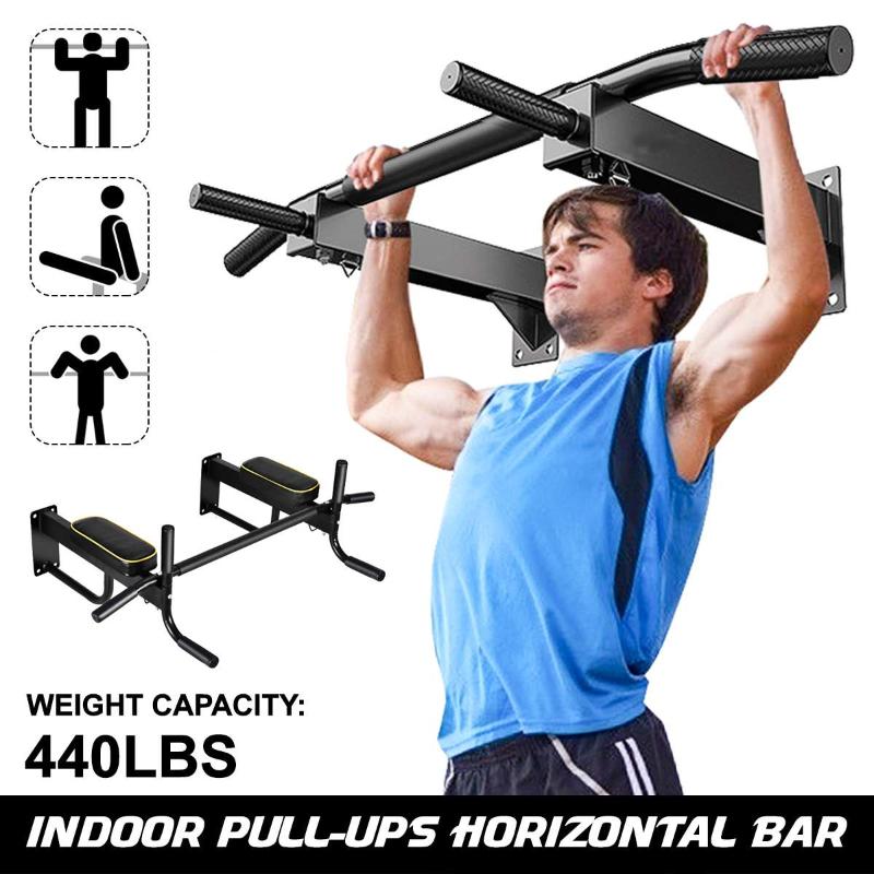 

Horizontal Bars 440lbs Wall Mounted Chin Pull Up Push Bar Home Gym Fitness Equipment Exercise Training Sports Workout