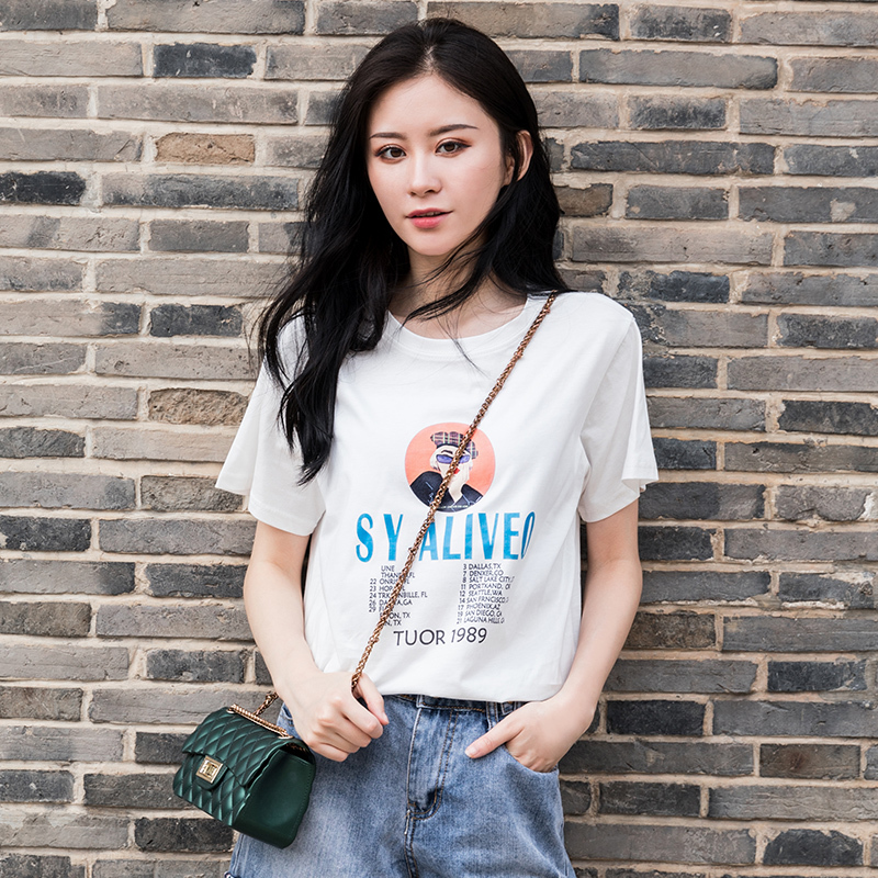

New Women's t Shirt Summer Cotton Material O- Neck Tops Clothing Pp700l Yot1
