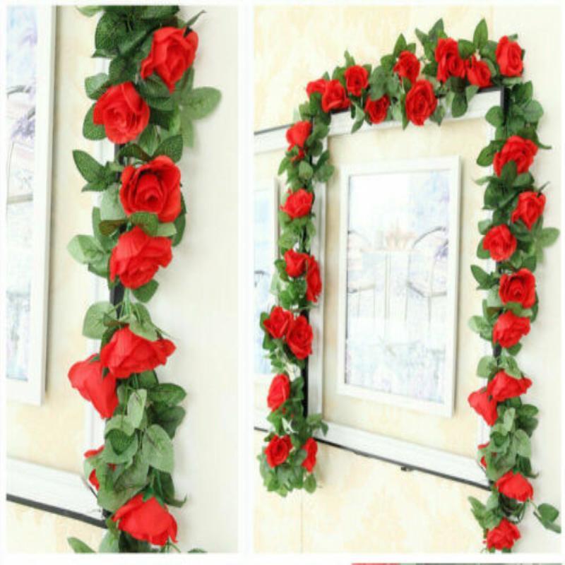 

7FT Artificial Flower Silk Rose Wisteria Vine Garland Plants Foliage Trailing Flowers Outdoor Home Party Office Hotel Decor 20201, Pink