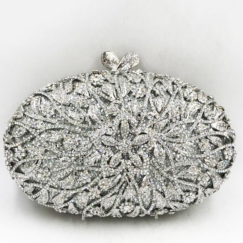 

Silver Metal Rhinestone Crystal Floral Evening Bags Women Wedding Bridal Clutch Party Purse Luxury Ladies Phone Case Mini Bags1