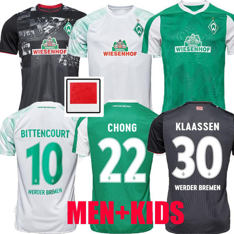 

2020 2021 SV Werder Bremen Soccer Jerseys BARGFREDE KRUSE PIZARRO KLAASSEN 20 21 home away 3rd football shirt, 20/21 away+patch