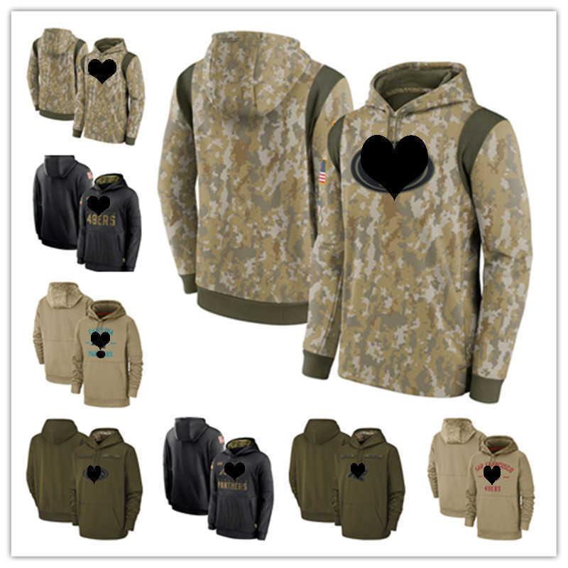 

San Francisco''Carolina''Men women youth Panthers''49ers''Camo Football Hoodie Wear 2021 Salute To Service, Black;red