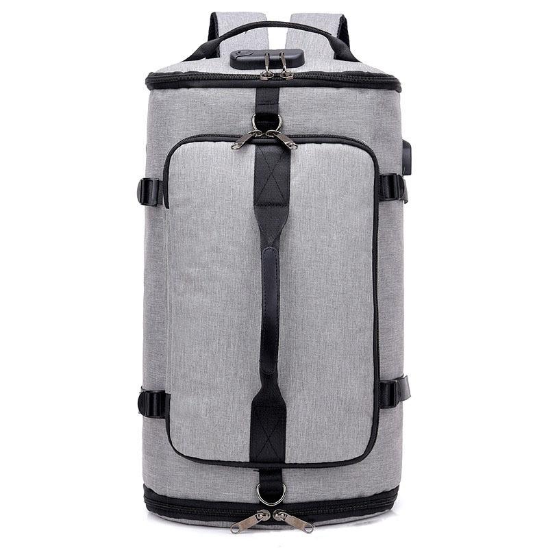 

Anti Theft USB Large Capacity Travel Backpack Sports Bag Training Fitness Bag for Gym Women Men Hand Luggage with Shoes, Gray