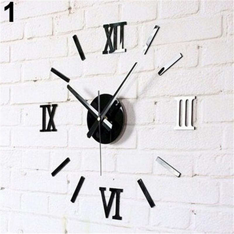 

Wholesale- 3D Acrylic Mirror Surface Roman Numerals Wall Clock Stickers Home DIY Decor 10WG1 Clocks