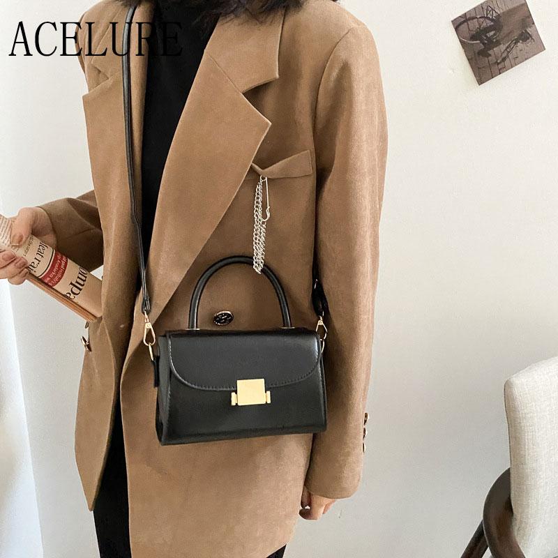 

ACELURE Mini Stone Pattern Crossbody Bag Women PU Leather Shoulder Bag Small Flap Messenger Designer Handbag Lady Purse sac, Black