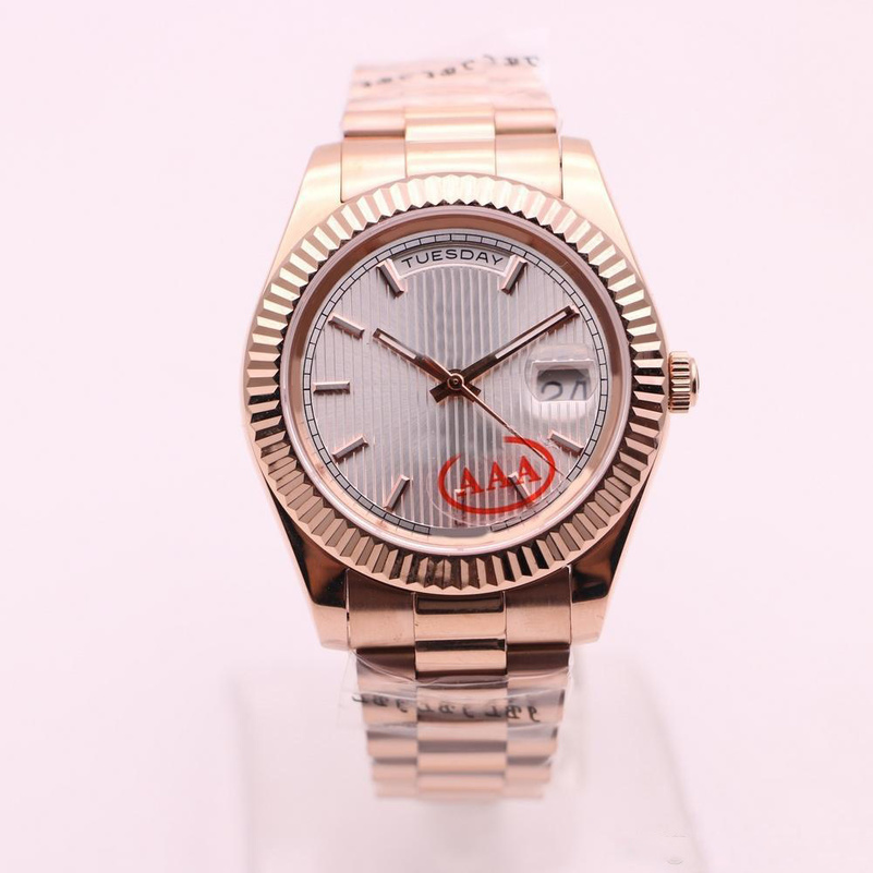 

Mens Watch Rose Gold 41mm silver Dial automatic mechanical watch Sapphire Glass sweeping movement Stainless steel, Make waterproof 50m