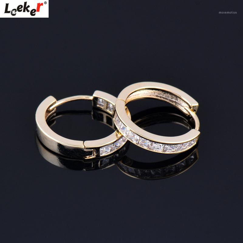

LEEKER Simple Yellow Gold Silver Color Round Circle Hoop Earrings Cubic Zircon Jewelry Birthday Gifts For Men And Women 857 LK81