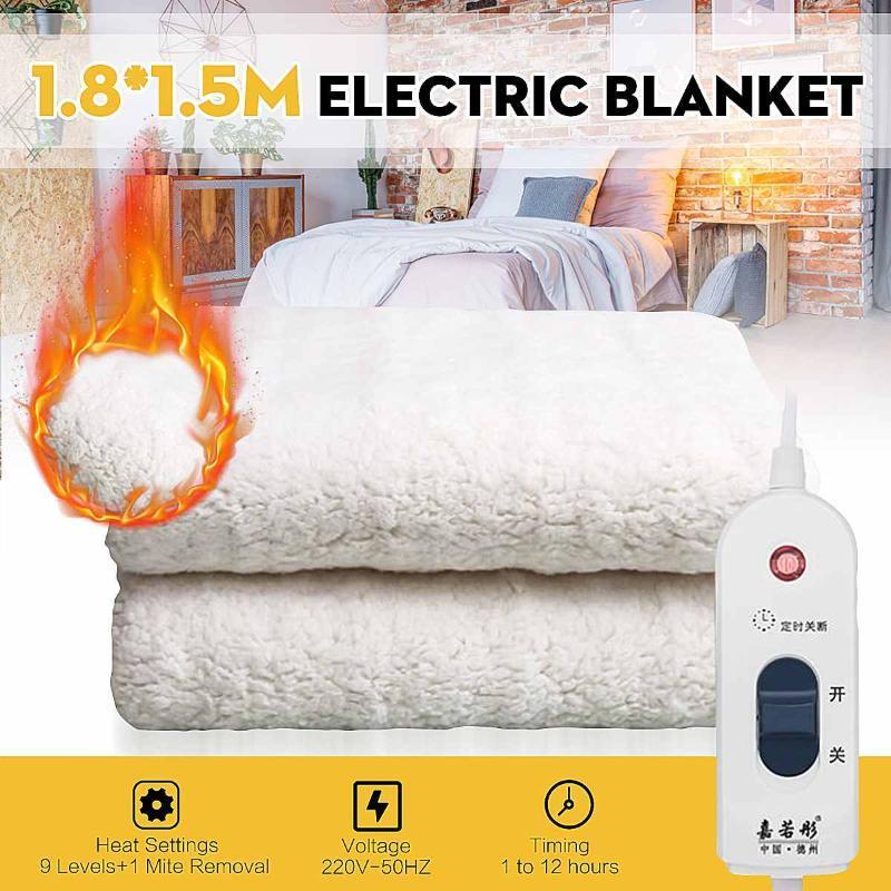 

220V 1.8x1.5m Warm Heater Velvet Electric Heating Blanket 9 Levels Temperature Timing Controller Room Electric Blanket Pad Mat1
