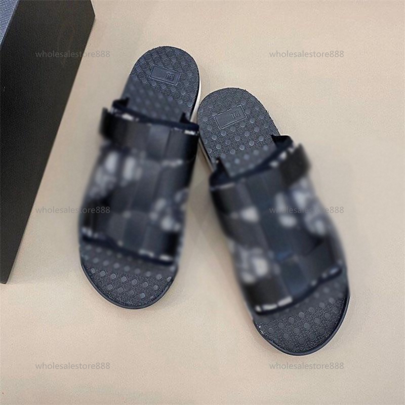 

2021 New Fashion Men BLACK ALPHA SANDAL IN OBLIQUE JACQUARD summer Men slippers nylon bands comfortable rubber sole scuffs size 38-45