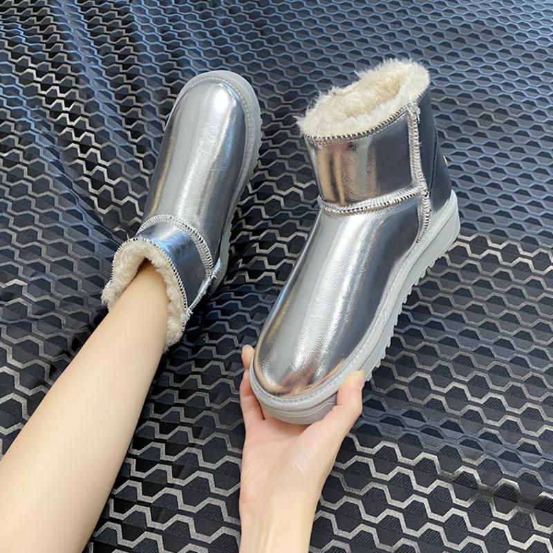 

2020 Winter Women Snow Boots Chunky Ankle Boots Fashion Concise Designers Platform Ladies Padded Woman Shoes Slip On, Black