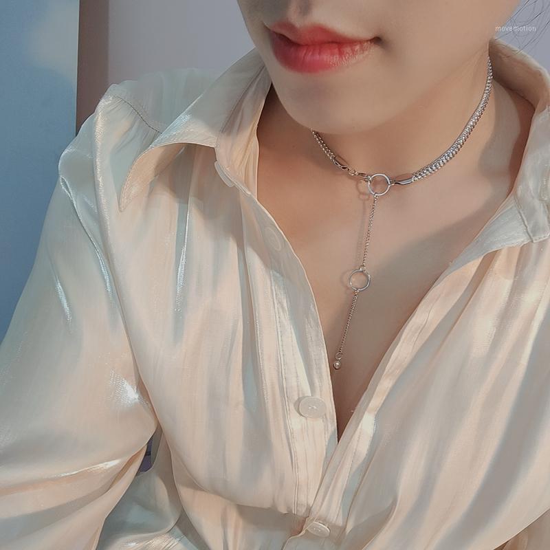 

Fashion Fashion Hip-hop Normcore Style Metal Texture Simple Cool Girl Silver Color Thick Chain Pure Necklace Necklace1