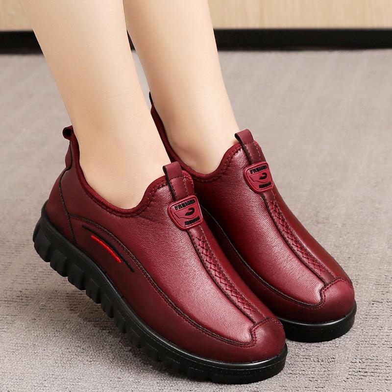 

Cotton Ladies Shoes Women Winter Plus Velvet Warm Mother Snow Boots Old Beijing Thick-soled Non-slip Women's Shoes, Red