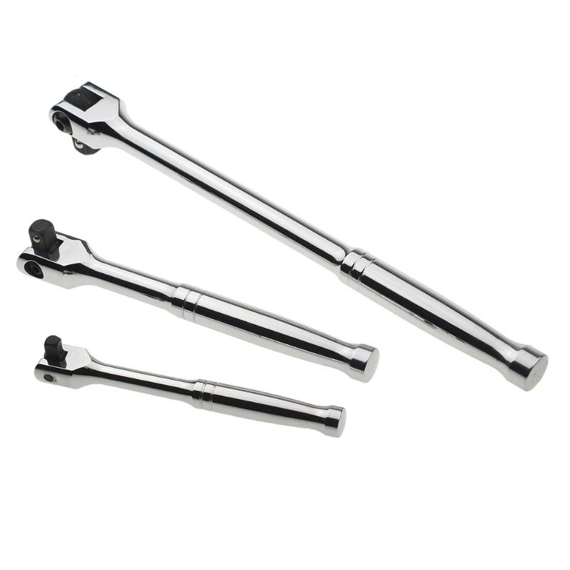 

1Piece 1/4" 3/8" 1/2" Breaker Bar Socket Driver 180 Degree Flex Head with Spring-loaded Ball Bearing Socket Wrench Hand Tool