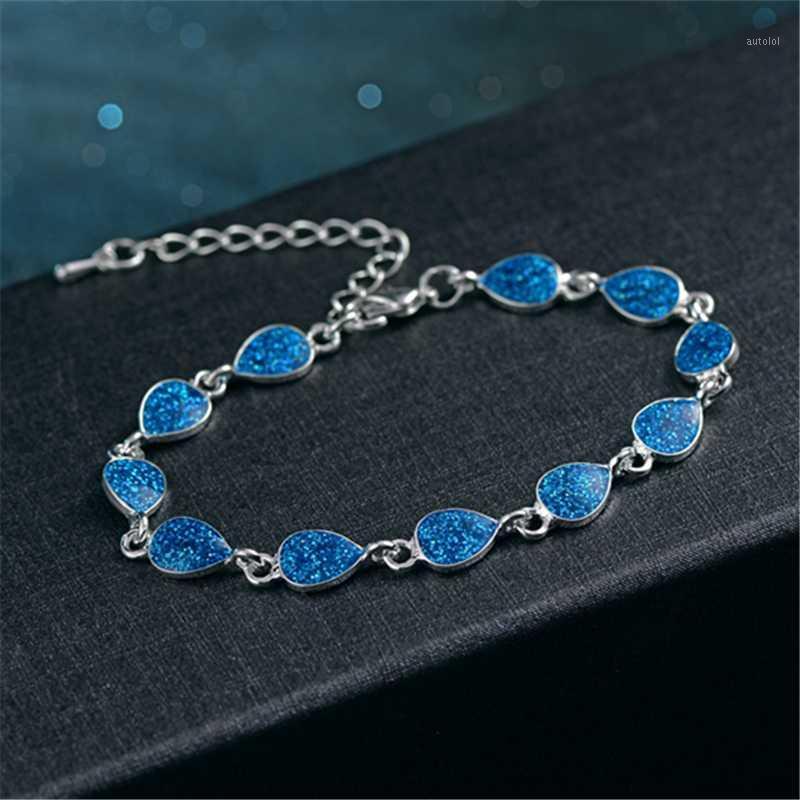 

New Silver Bracelet Fashion Imitation Opal Water Drop Temperament Female Wild Hand Jewelry Chain1