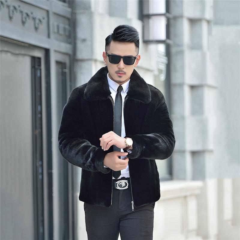 

High-quality coat 2020 new large size short fashion Men imitation fur jacket winter sheepskin coat men YH683, Black