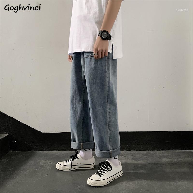

Jeans Men Baggy Ankle-length Plus Size 3XL Retro Washed Vintage Leisure Soft Chic Fashion Daily Streetwear Korean Style Ulzzang1, Retro blue