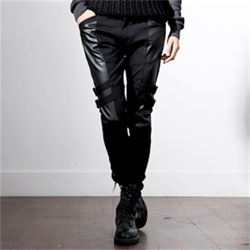 

2021 Autumn Winter New Fashionable Men Wear Korean Version with Fine Leather Couture Cougars Slim Casual Men's Pants Pants. S- 8ELC, Black.