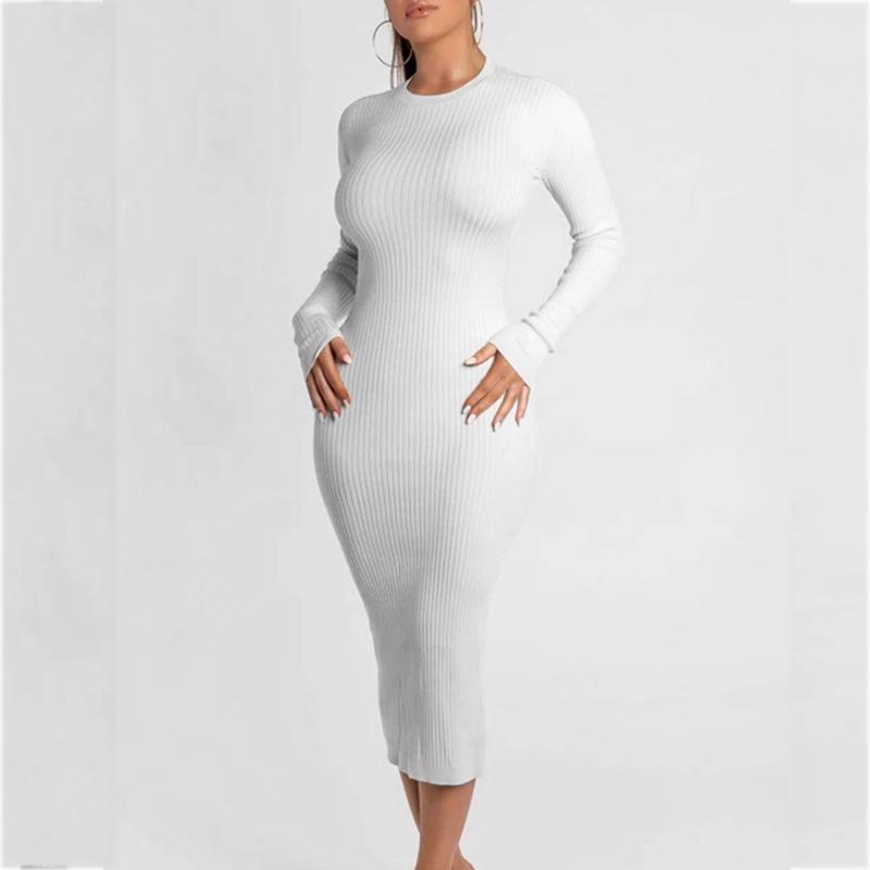 

Sexy Backless Tight-fitting Dress Women Long-sleeved O Neck High Waist Sheath Blackless White Mini Dresses Party Clothing1