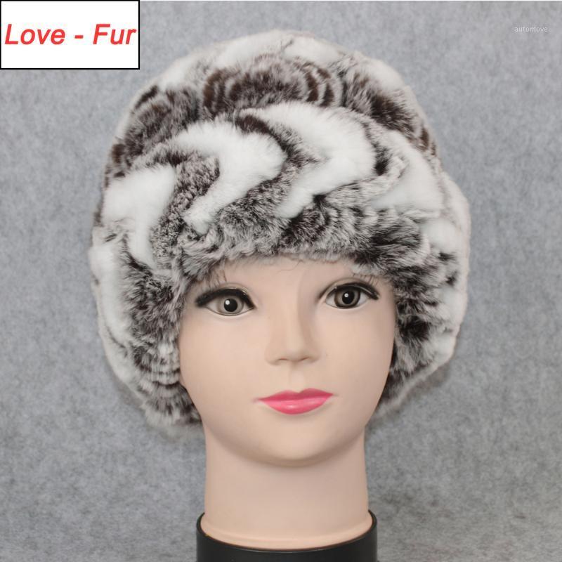 

2020 New Elastic Real Rex Fur Hat Women Knitted Rex Fur Beanies Cap Cotton Lining Winter Real Caps1, Grey white