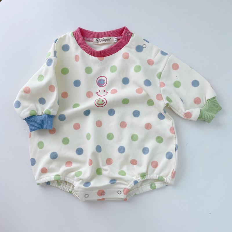 

2021 Spring New Clothing Baby Girl Long Sleeve Bodysuit Girls Cartoon Dots Print Jumpsuit Cotton Boys Infant Outfit Lh1o, 211h16