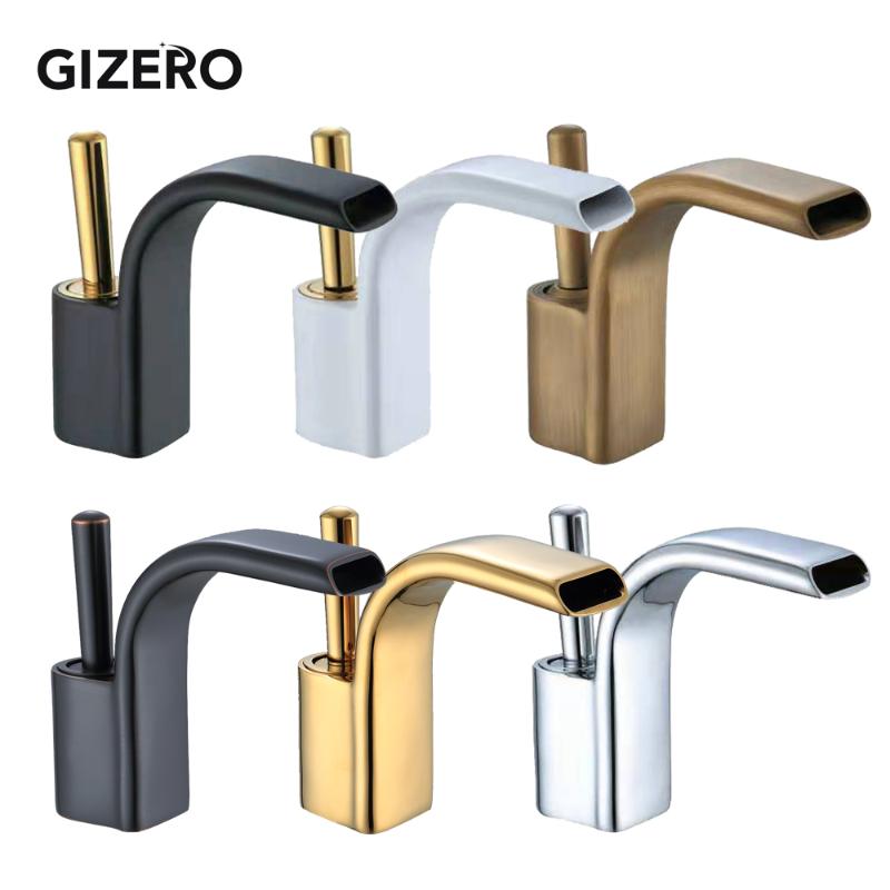 

Bathroom Basin Faucet Waterfall Faucet Mixer Taps Single Handle Black/White/Chrome Vessel Sink Brass Deck Mounted ZR734